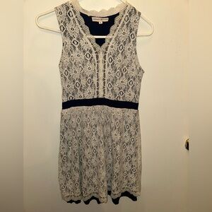 Altar'd State White and Blue Sleeveless V-Neck Sundress